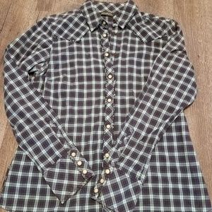 Eddie Bauer Ladies Purple Plaid top - Medium